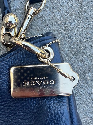 Gently used Coach navy blue leather handbag | eBay