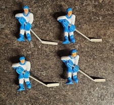 4 1980s 90s Blue Table Hockey 3D Players, Unknown? (Stiga Like But Square Base)