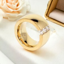 Edelstahlringe Damen Verlobungsring Zirkonia Steine 12mm Fingerring Partnerring