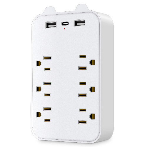 Surge Protector 6-Outlet with 2 USB & 1 USB-C Ports Power Strip Multi Plug