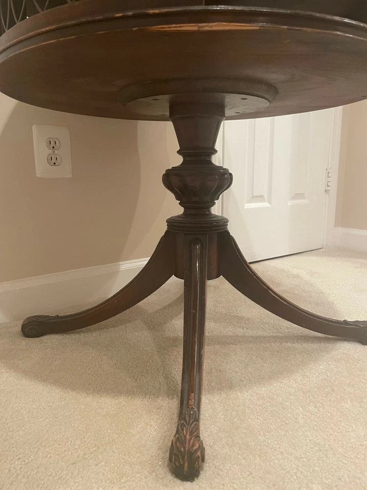 Mesa de centro redonda de tambor con incrustaciones de cuero Weiman 28" de ancho 28" de alto Foto 3 de 4