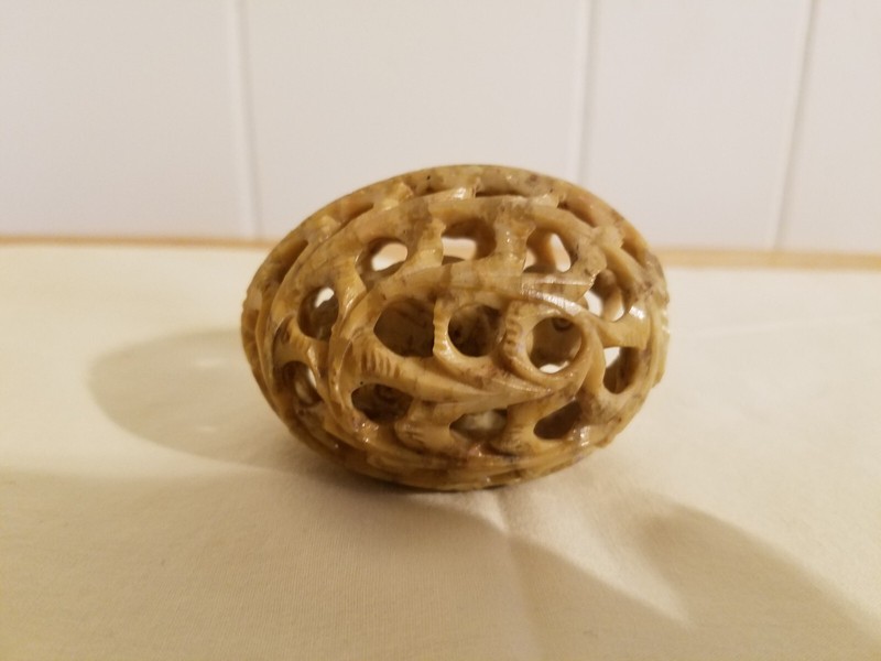 Hand Carved Natural Stone Egg Bird Figurine Inside Undercutt Home Decor Gifts
