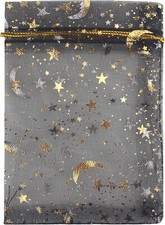 100 Pack 3.5 x 4.7 Inch Moon Star Organza Jewelry Gift Pouch Candies Bag