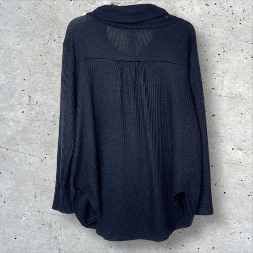 St. Johns Bay Black Turtleneck Long Sleeve Waffle Knit Women's XXL Top - Picture 3 of 3