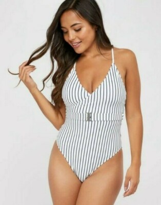 ACCESSORIZE UK SIZE 8 STRIPED SWIMMING COSTUME SWIMSUIT  POOL BEACH HOLIDAY