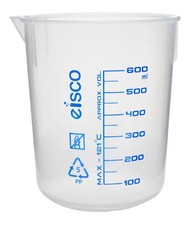 Premium 600mL Beaker - Polypropylene Plastic, 50mL Graduations - Eisco Labs