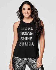 Zumba Move Dream Shine Open Back Tank - Bold Black ~ XS  XL  XXL ~ New!