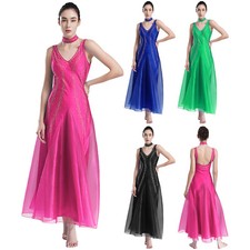Womens Dancewear With Neck Ring Dresses Lyrical Ballroom Rhinestones Modern