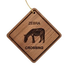 Zebra Crossing Ornament - Zebra Ornament - Wood Ornament Handmade in USA - Zebra