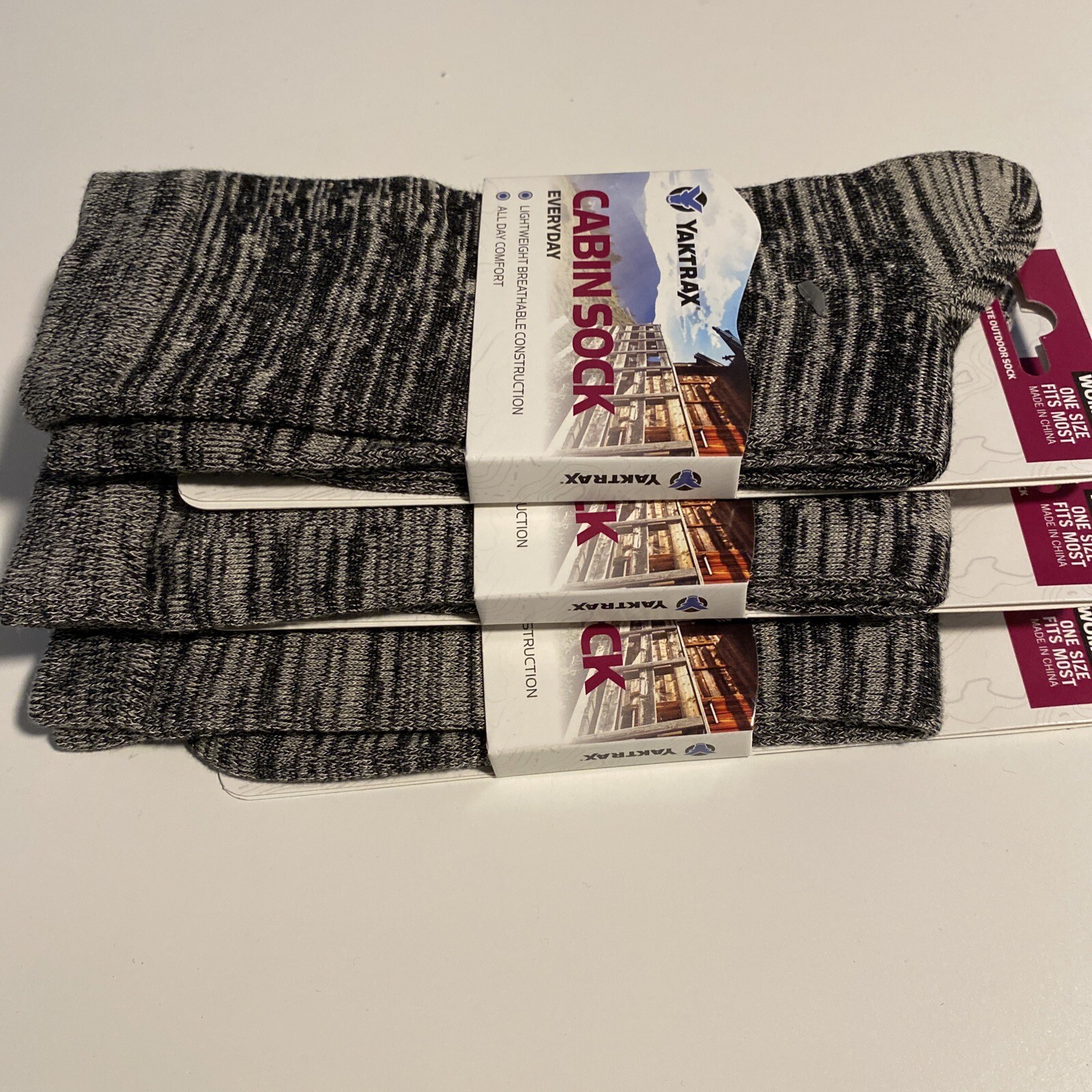3 Pairs Yaktrax Women's Cabin Socks Grey One Size Fits Most All Day Comfort New