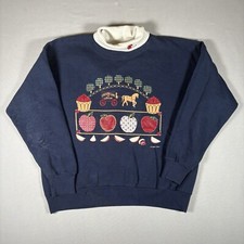 Vintage Gopher Sport Womens Blue Sweatshirt Apples Size Large