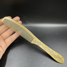 6.9" Collect Chinese Brass Carving Flower Vintage Hair Comb
