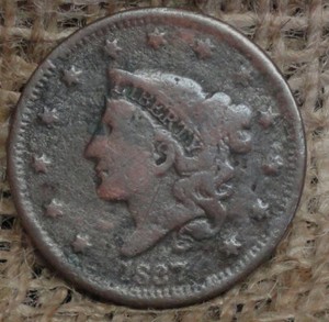 1837 Large Cent Coronet Head Ungraded Choice US Copper Coin