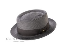NEW Mens Montique Dress Hat Summer Spring Fashion Straw Pork Pie Classic Gray US
