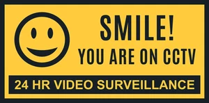 CCTV Recording No Trespassing Smile You're On Camera Self Adhesive Vinyl Sticker