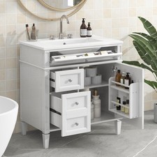30'' Bathroom Vanity with Top Sink, Modern Bathroom Storage Cabinet with 2 Dra