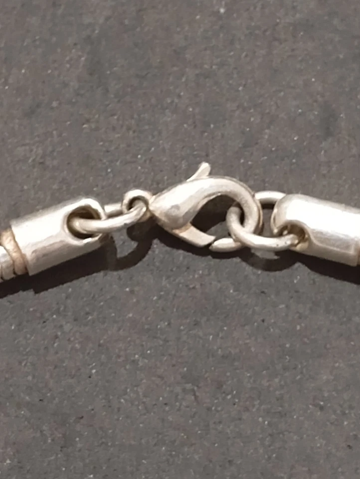 Collana Unisex Maglia Rigida Argento Vintage  - Immagine 4 di 4