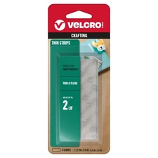VELCRO(R) Brand Thin Fasteners Tape 3/4"X3-1/2" 4/Pkg Clear