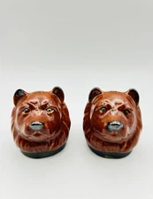 Vintage Rosemeade Dakota Art Pottery Chow Chow Brown Dog Salt & Pepper Shakers