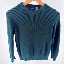 The Childrens Place Boys Teal Blue Ribbed Knit Crewneck Sweater- Size L 10/12