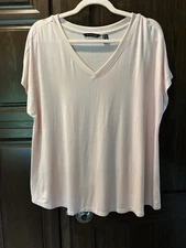 H By Halston Women’s Large Pink Short Sleeve Pullover Shirt Top