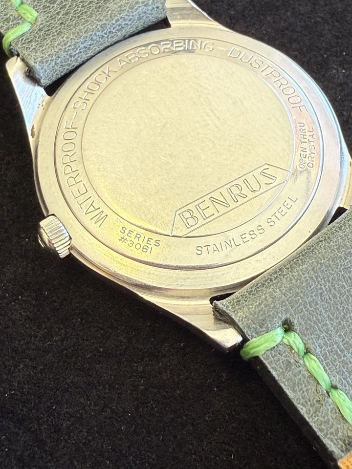 Reloj Pulsera Benrus Militar Vintage Serie #3061 Todo Original Hecho a Medida Cuero Foto 4 de 4