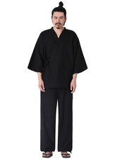 SHELISTEN Men's Jinbei, Yukata, Pajamas, and Samue Set, Solid Color, Cotton, Ope