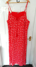 Joe Browns 26 Maxi Dress Crinkle Red White Floral Tassel Detail Elastic Waist