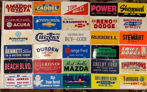 RARE VINTAGE CAR DEALER LICENSE PLATE INSERTS (PICK ONE)SELLING SEPARATE