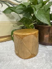 Vintage Native American Wood Rawhide Stretched Leather Small Drum Laced Tan