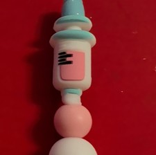 Handmade Decorative Ballpoint Pen Pastel Blue Pink Polymer Clay Nurse Syringe