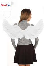 Angel Wings and Halo Adult Feather Angel Wings Costume for Women Halloween Cospl