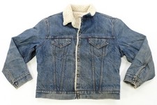 Rare Vintage LEVI  S Red Tab Sherpa Lined Denim Jean Jacket 80s 90s Blue Size 44