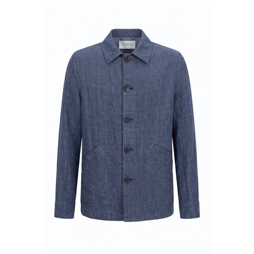 Malo, Malo Men Navy Blue Jacket Linen Solid Long Sleeves Classic Blazer Sz IT 50 L