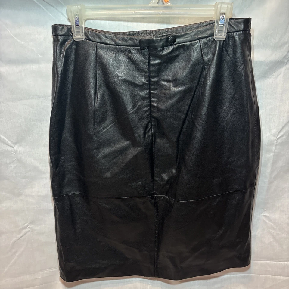 Falda De Colección Saks Fifth Ave Folio Colección Cuero Genuino Negra Talla 10 Foto 3 de 4