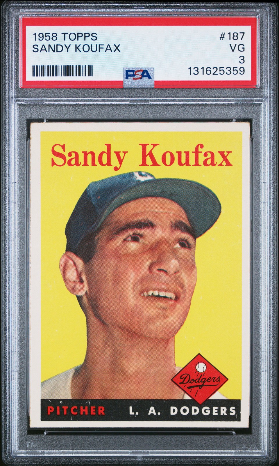 Sandy Koufax 1958 Topps PSA 3 #187 Los Angeles Dodgers