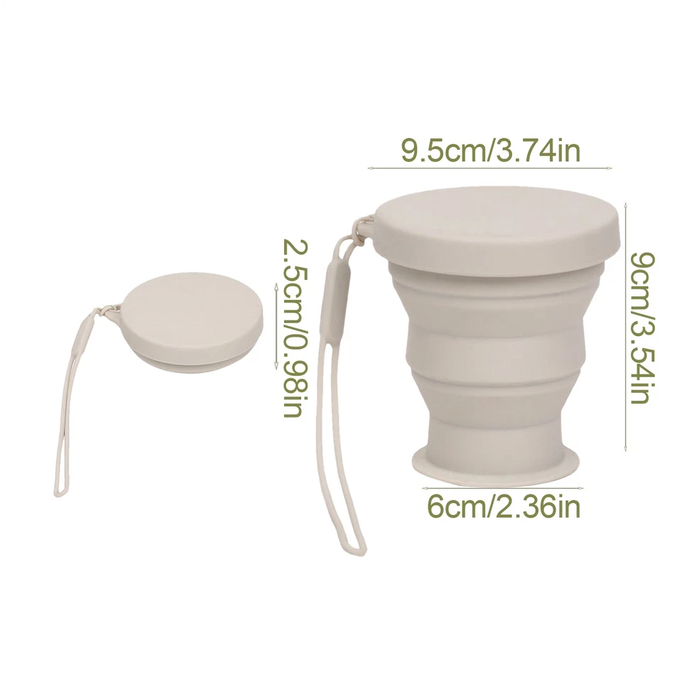 Taza de agua portátil reutilizable plegable de silicona con tapa para camping, viaje 200 ml Foto 3 de 4