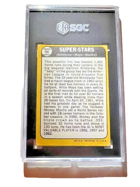 1968 Topps - High # Mickey Mantle, Willie Mays, Harmon Killebrew #490 view 8