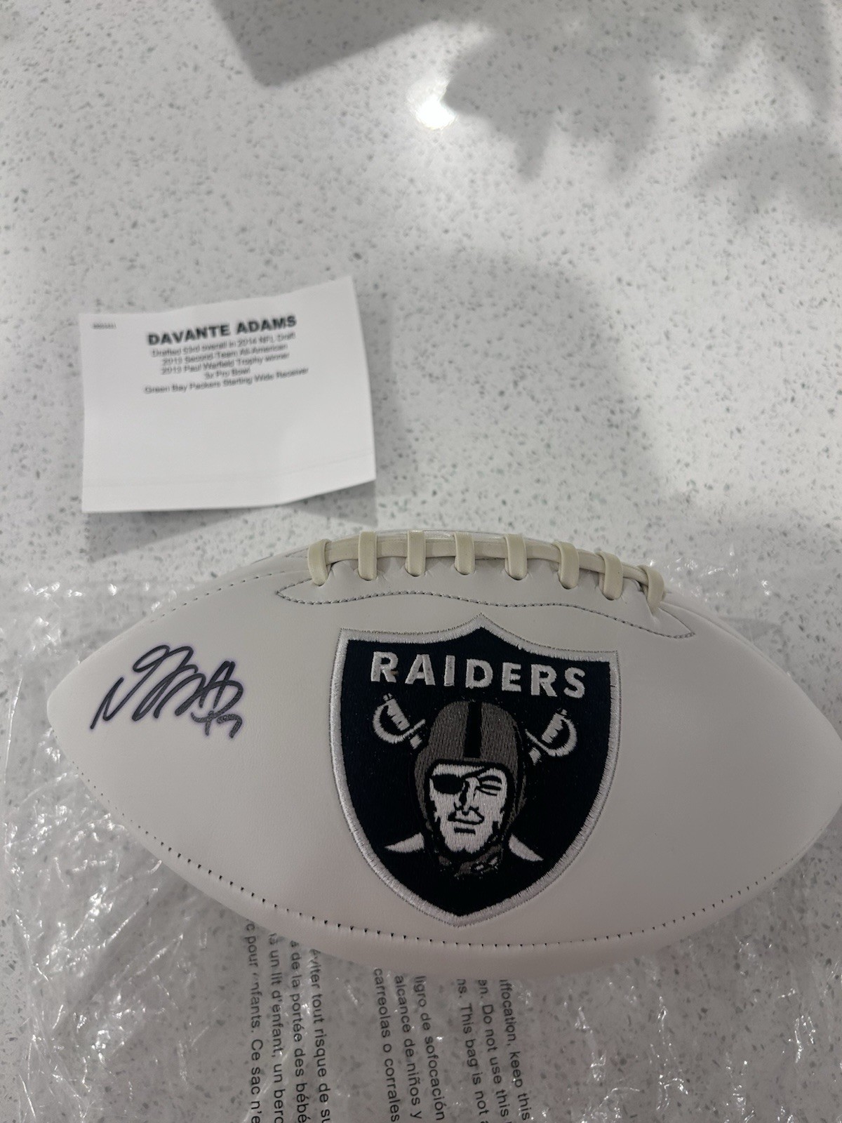 Davante Adams Autographed Signed Las Vegas Raiders Logo Football - Beckett 