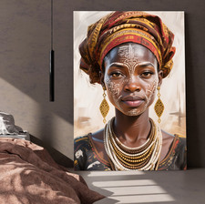 Afrikanische Frau Kunst, Acrylglas, Leinwand oder Poster Wandbild Mode art