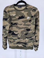Nike Club Camo Womens Sz S crew neck sweatshirt in a green/khaki