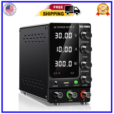 DC Power Supply Variable 30V 10A, Adjustable Switching Regulated DC Bench Power