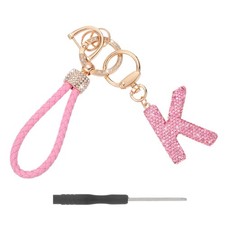 Initial Letter Keychain Letter K - Initial Wristlet KeyChain Pink