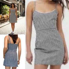 Urban Outfitters Black White Gingham Mini Dress Women’s XS Back Zip. Closure