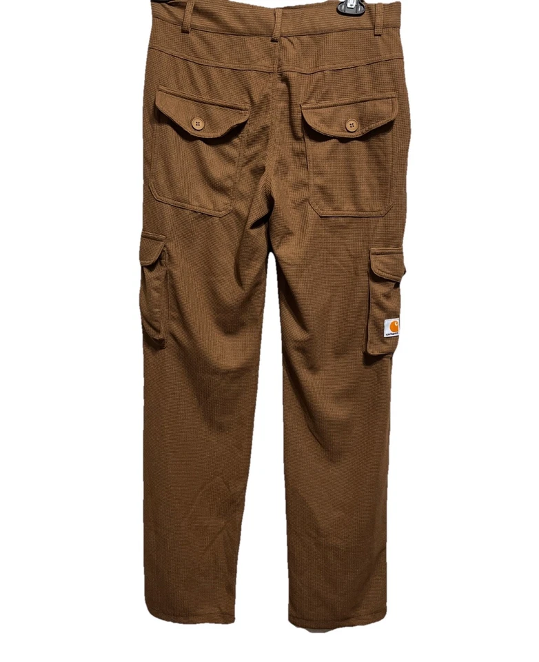 Carhartt Women's Straight Leg High Rise Cargo Knit Pants Brown Size Small - Image 2 of 4