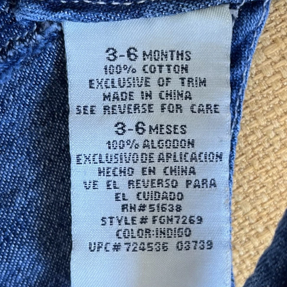 Vintage Faded Glory Baby Denim Overalls Featuring B and Hockey Patches 6M - Image 3 of 4