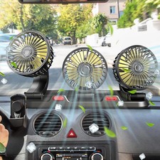 Car Fan Three Head Vehicle Cooling Fan With Two Speeds 360 Rotation For Rv Suv