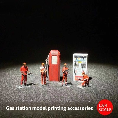 Diorama 1:64 Figures Model Gas Station Scene 3D Printed City Street Accessories