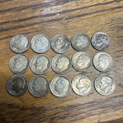 Lot Of (15) Silver Dimes Mixed Dates/Mint Marks