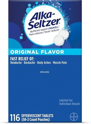 Alka Seltzer Original Flavor Effervescent Tablets 116 Count Fast Relief